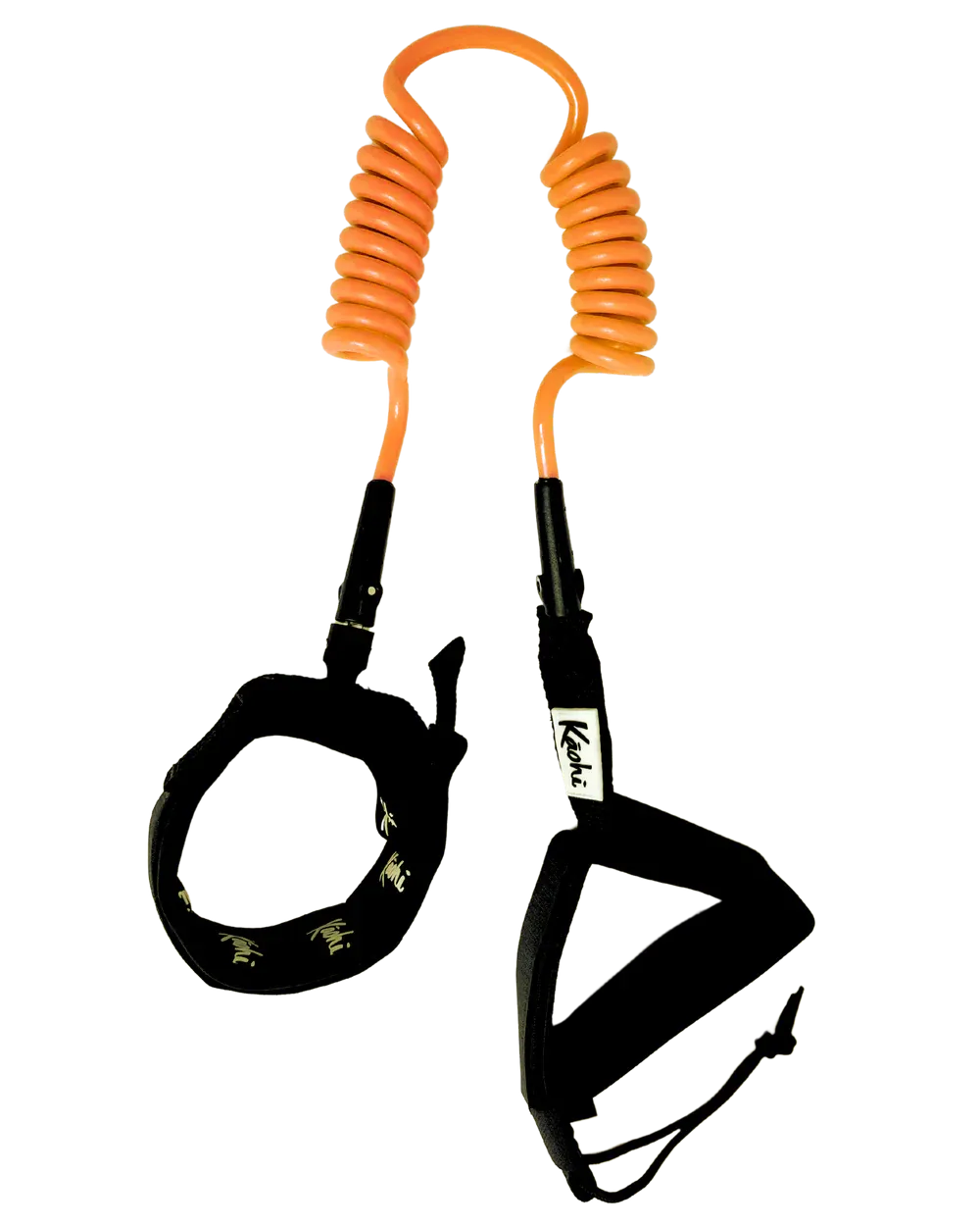 Kāohi Grip Leash™ - Double Coil / 6&#39;x8mm / Calf Cuff / Orange