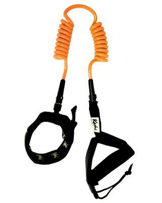 Kāohi Grip Leash™ - Double Coil / 6&#39;x8mm / Calf Cuff / Orange
