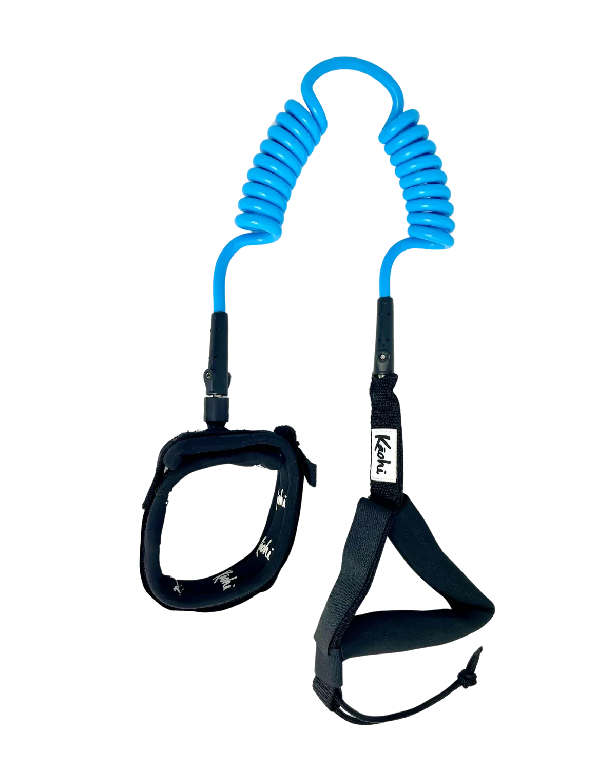 Kāohi Grip Leash™ - Double Coil / 6&#39;x8mm / Calf Cuff / Blue