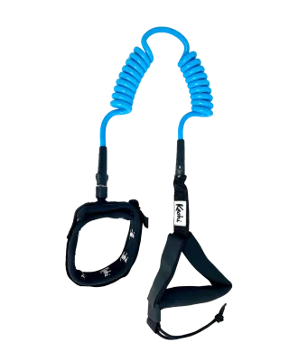 Kāohi Grip Leash™ - Double Coil / 6&#39;x8mm / Calf Cuff / Blue