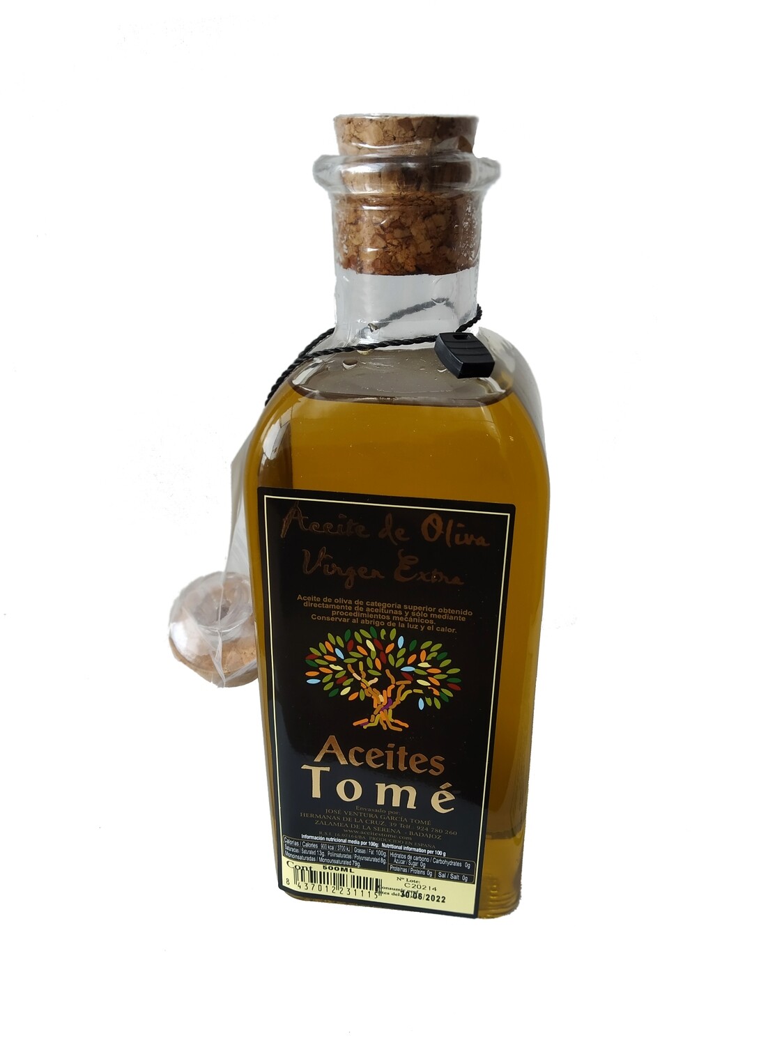 Caja de 12 botellas de 0,5 litros de aceite de oliva virgen extra. Botella rústica con vertedor