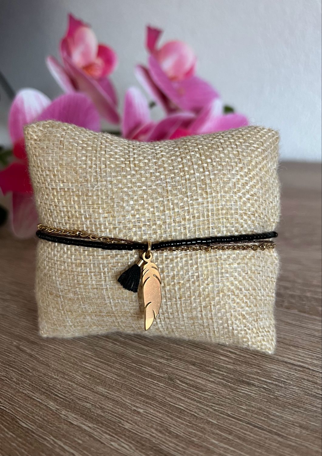 Bracelet cheville l’élégance noir