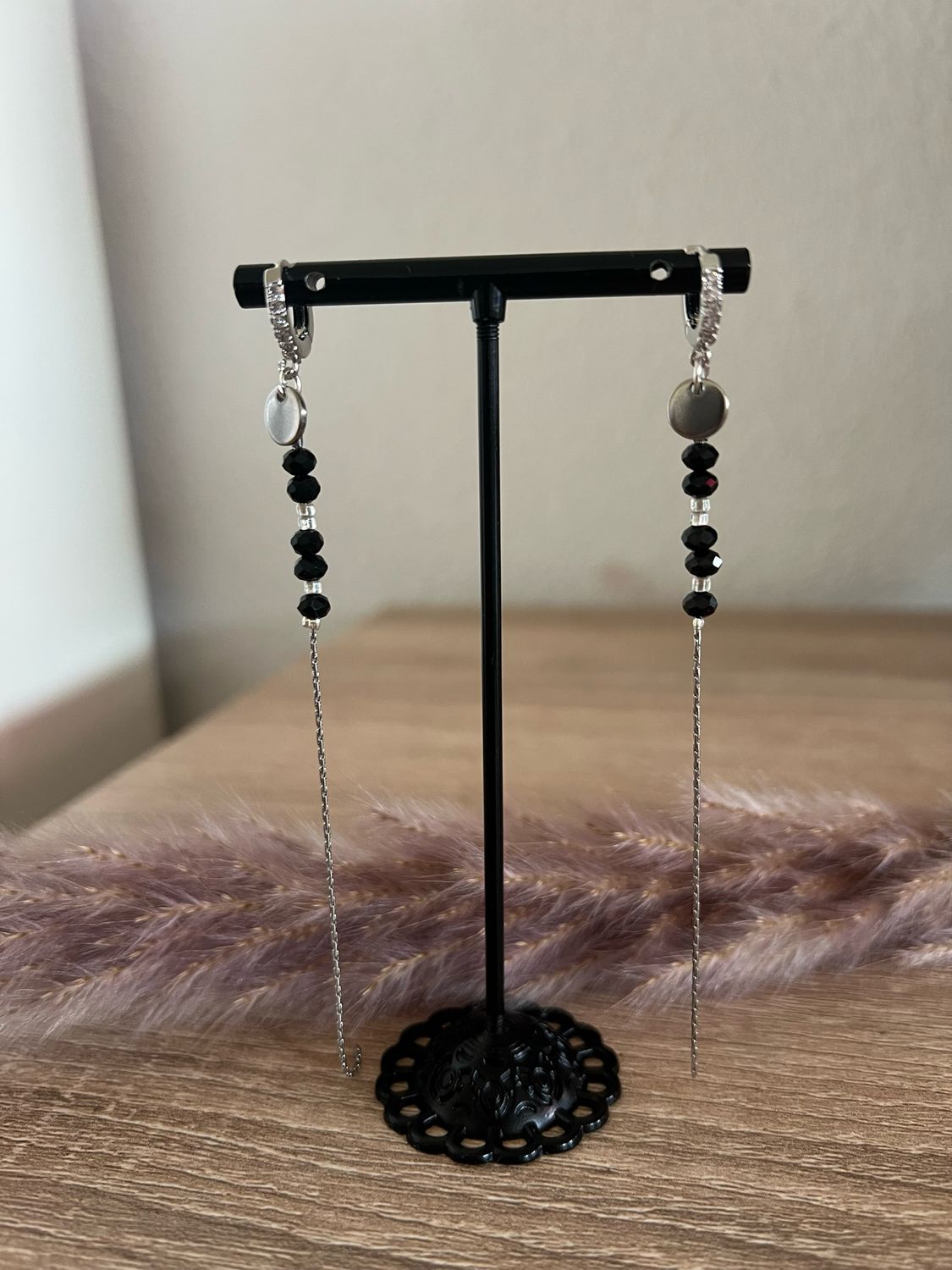 Boucle d’oreille argenté noir