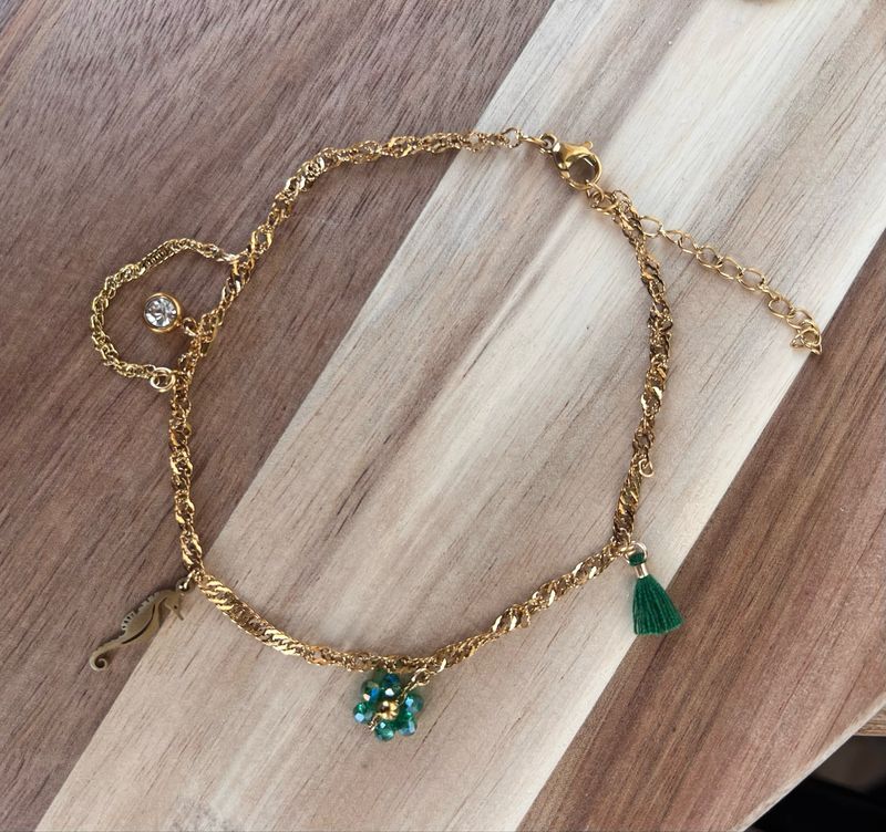 Bracelet cheville Vert