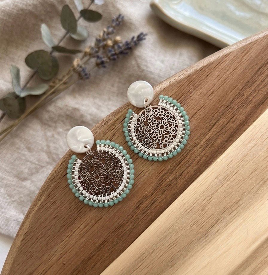 Boucle d’oreille fleur argenté