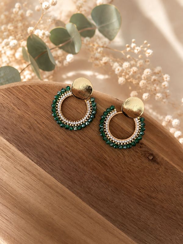 Boucle d’oreille vert émeraude