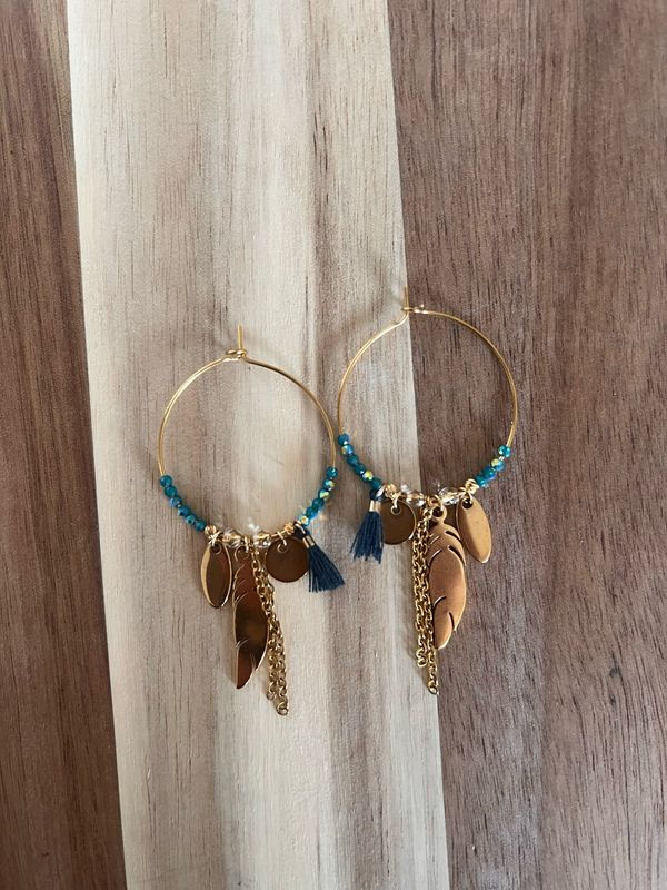 Boucle d’oreille Bleu