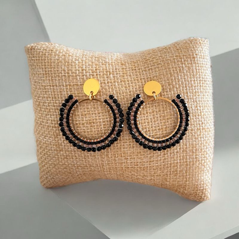 Boucle d’oreille Noir et Beige