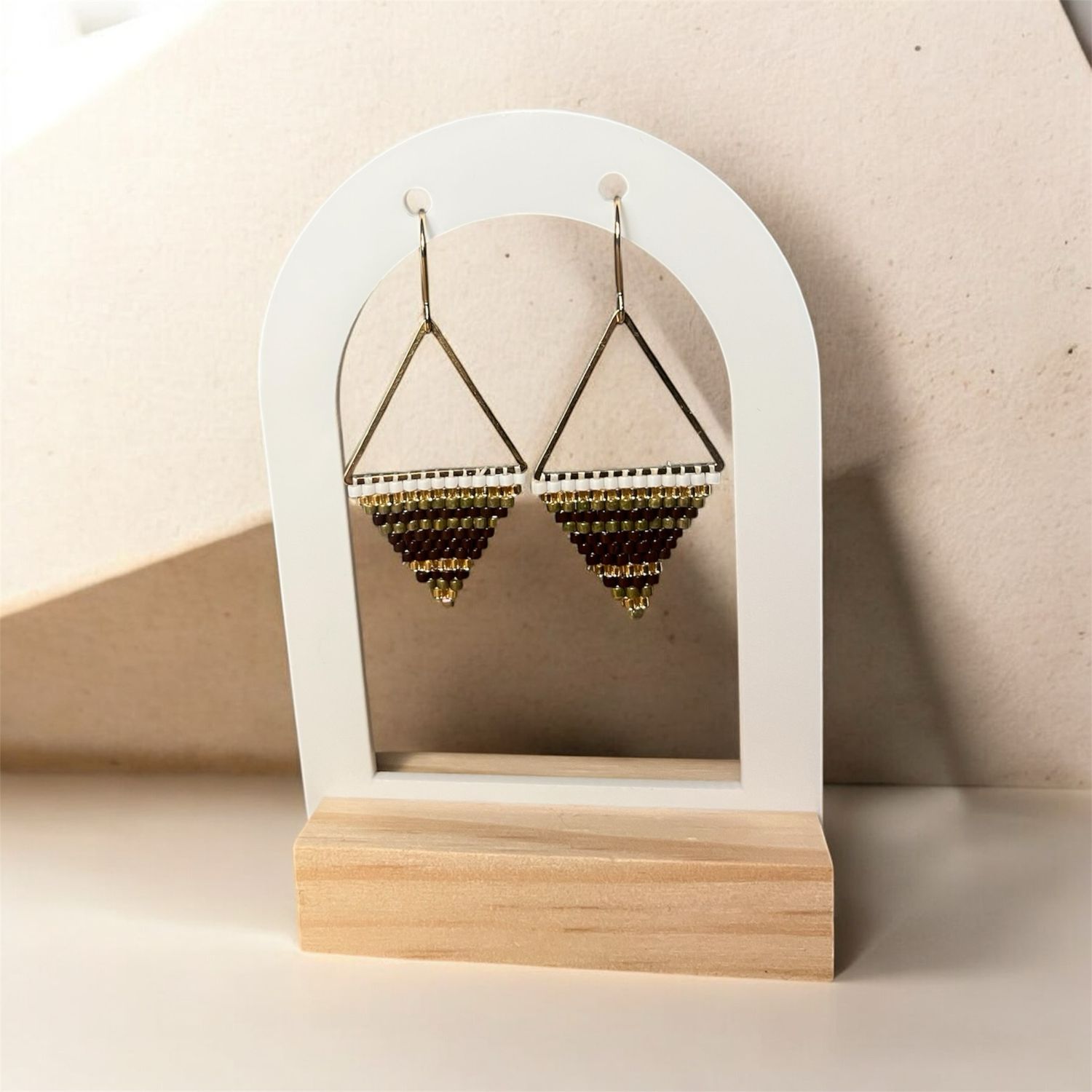 Boucle d’oreille Brune &amp; Verte