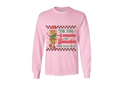 Tis the season for Tamales Tama LALALALA, Style: Long Sleeve, Color: Pink