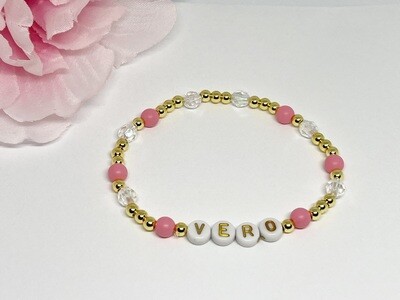 Personalized gold plated and pink bracelet