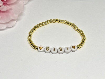 Personalized gold plated with hearts bracelet