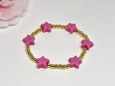 Gold plated with pink stars bracelet