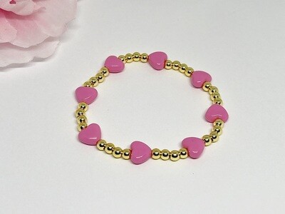 Gold plated  with pink hearts bracelet