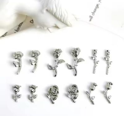 Silver Mixed Roses Charms