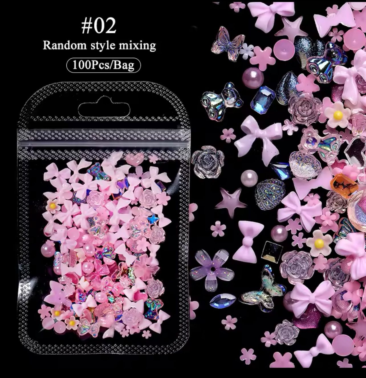 100pcs Pink Mixed Charms