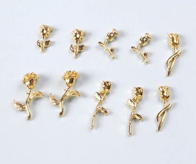 10pcs Gold Roses Charms
