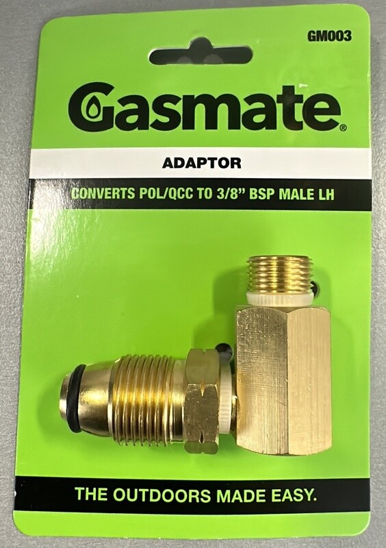 Gas Adaptor converts POL/QCC to 3/8” BSP Male LH