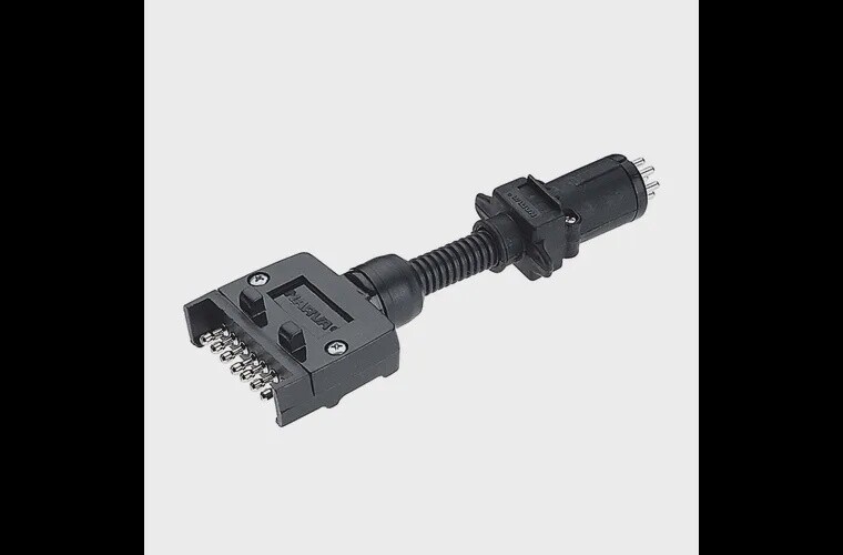 7 Pin Flat Socket on Car to 6 Pin Small Round Plug on Trailer