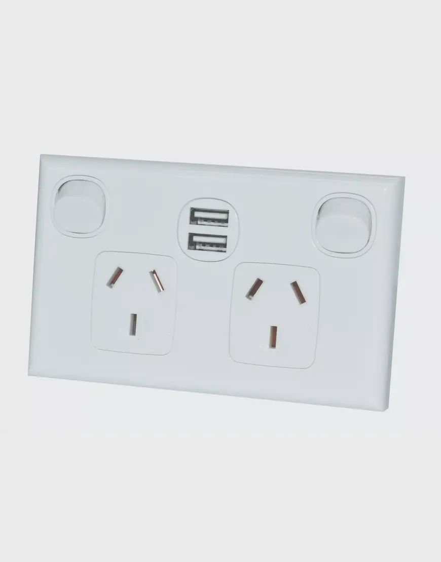 USB Double Pole Power Point (White)