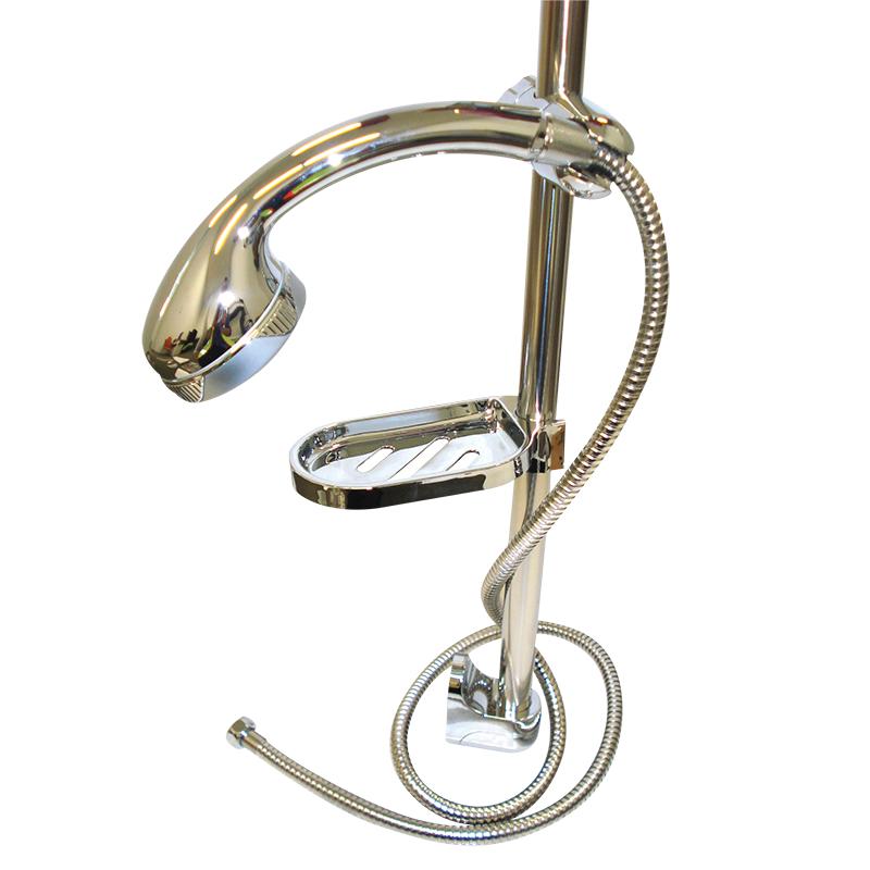 Chrome Shower Rail with Hose &amp; Soap Dish