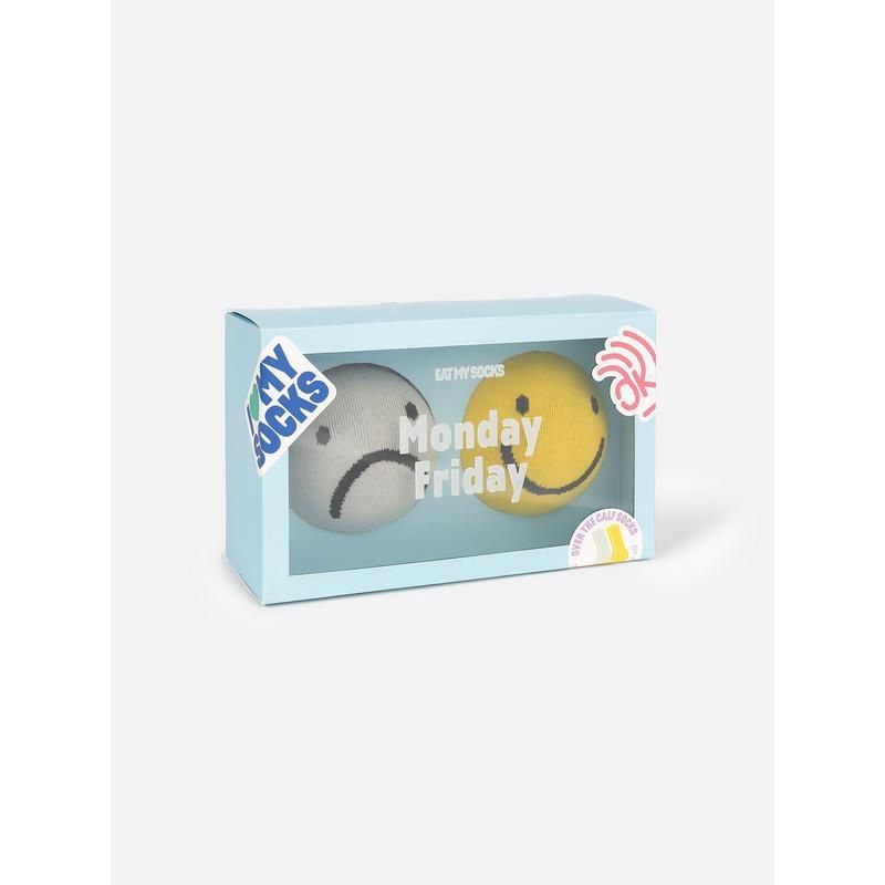 sokken volwassen maandag vrijdag smiley&#39;s - 2 paar