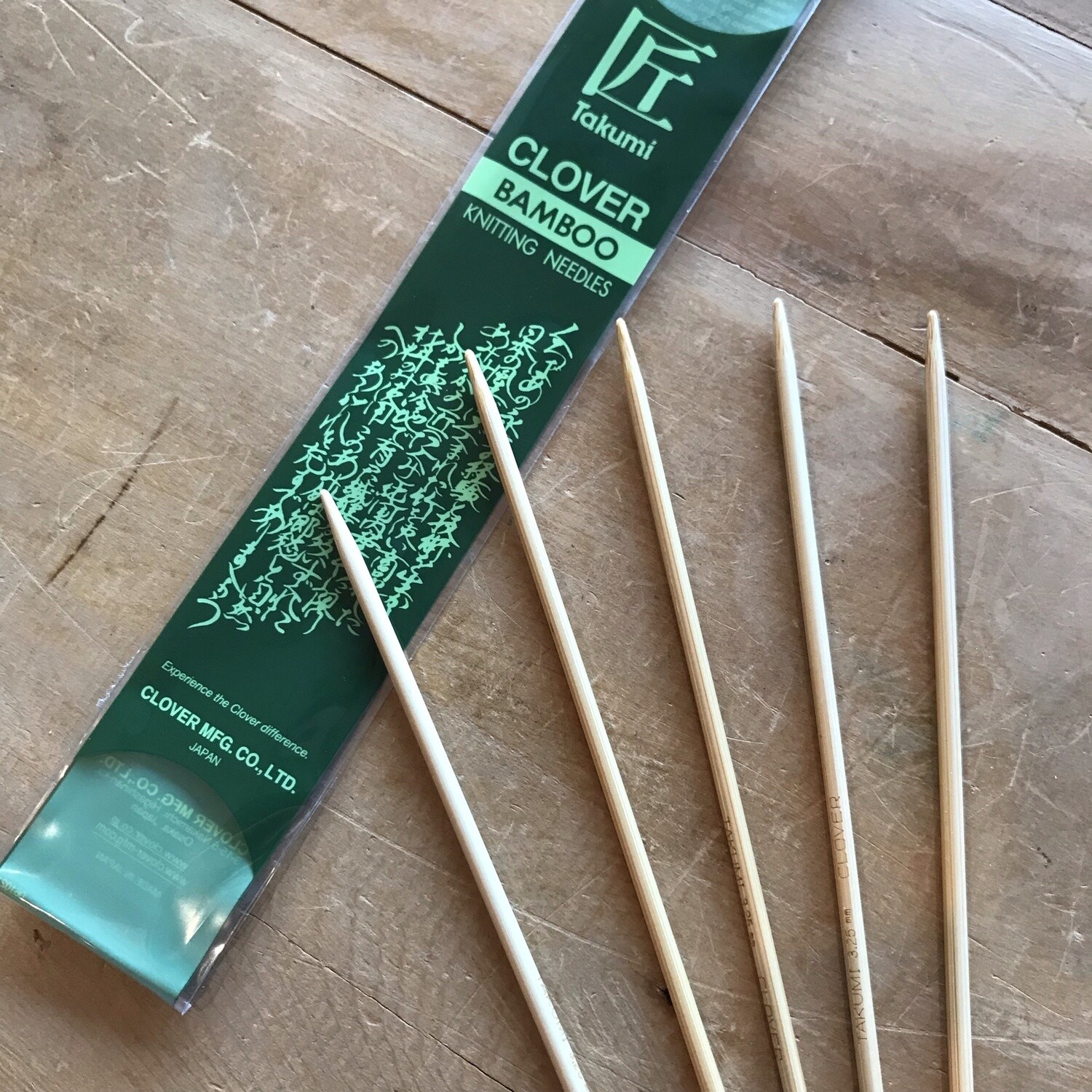 Clover GREEN 20cm Bamboo Double Pointed Needles