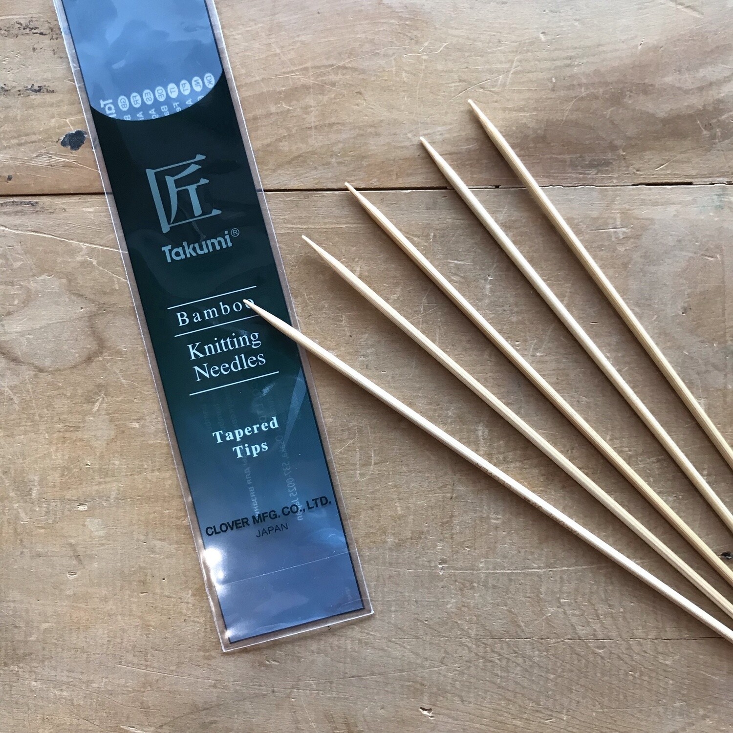 Clover 20cm Tapered Tips Bamboo Double Pointed Needles