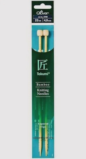Clover GREEN 23cm Bamboo Knitting Needles