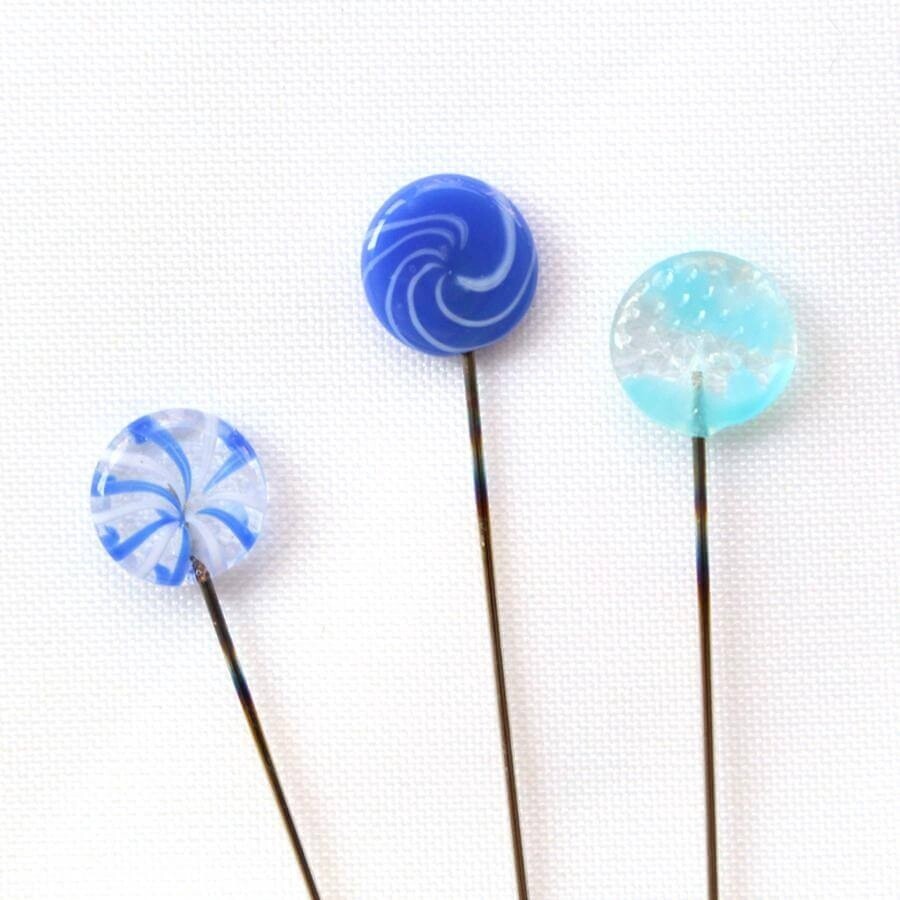 Cohana Marking Pins with Ohajiki, Colour: blue
