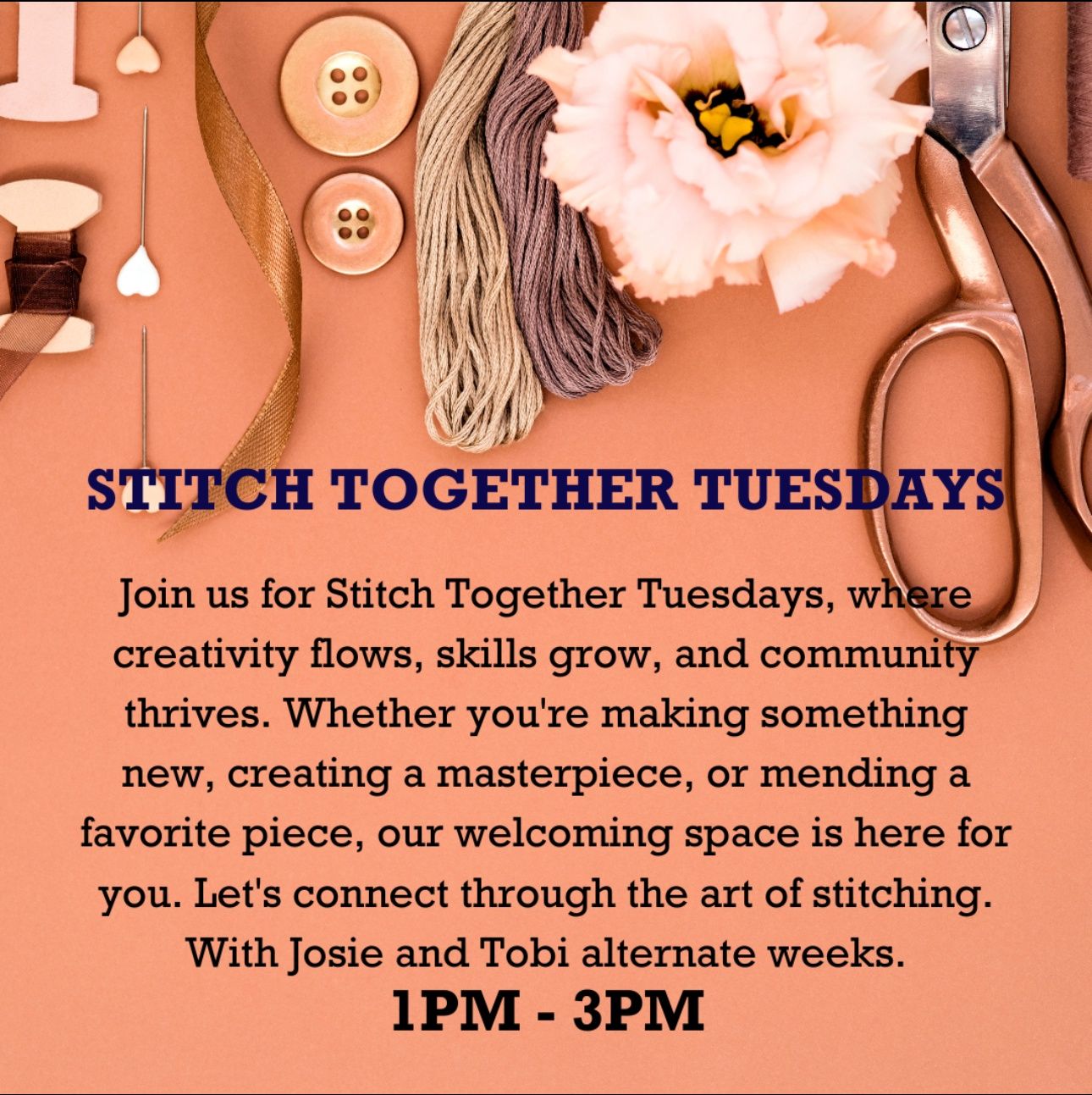 Stitch Together Tuesdays, Date: May 21 Tobi