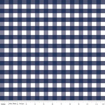 Double Gauze - Gingham - Navy - 25cm