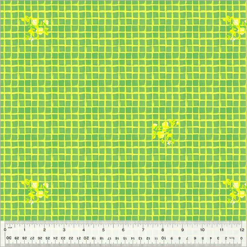 Heather Ross - By Hand - Green Windowpane - 25cm