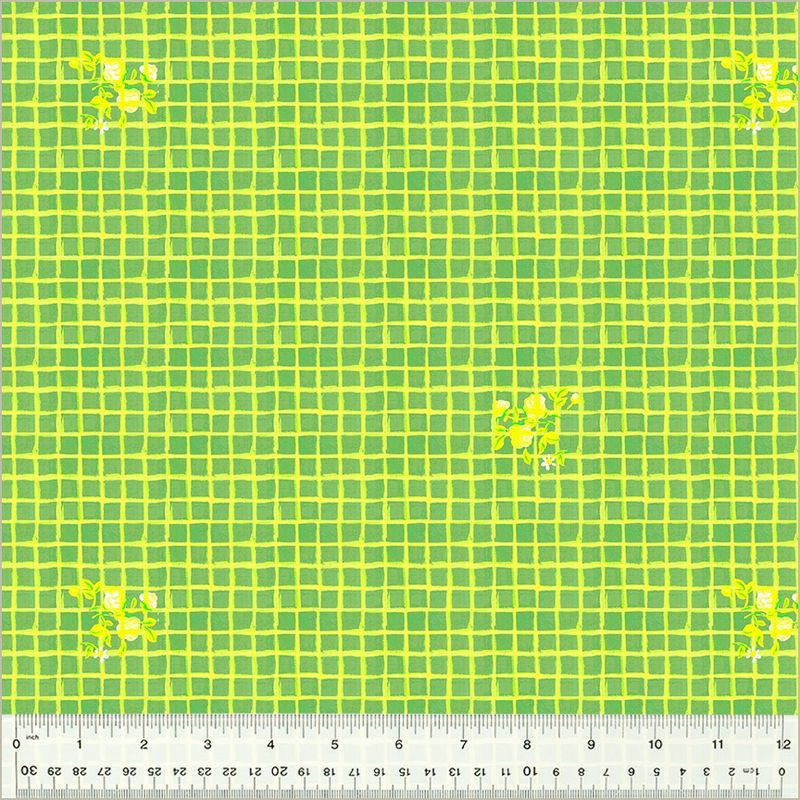 Heather Ross - By Hand - Green Windowpane - 25cm
