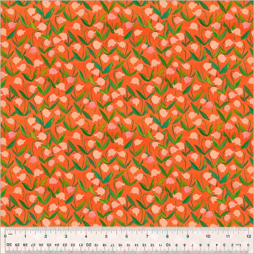 Heather Ross - By Hand - Flower Bed Orange - 25cm