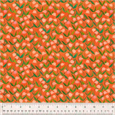 Heather Ross - By Hand - Flower Bed Orange - 25cm