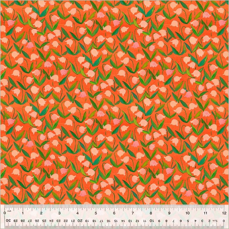 Heather Ross - By Hand - Flower Bed Orange - 25cm