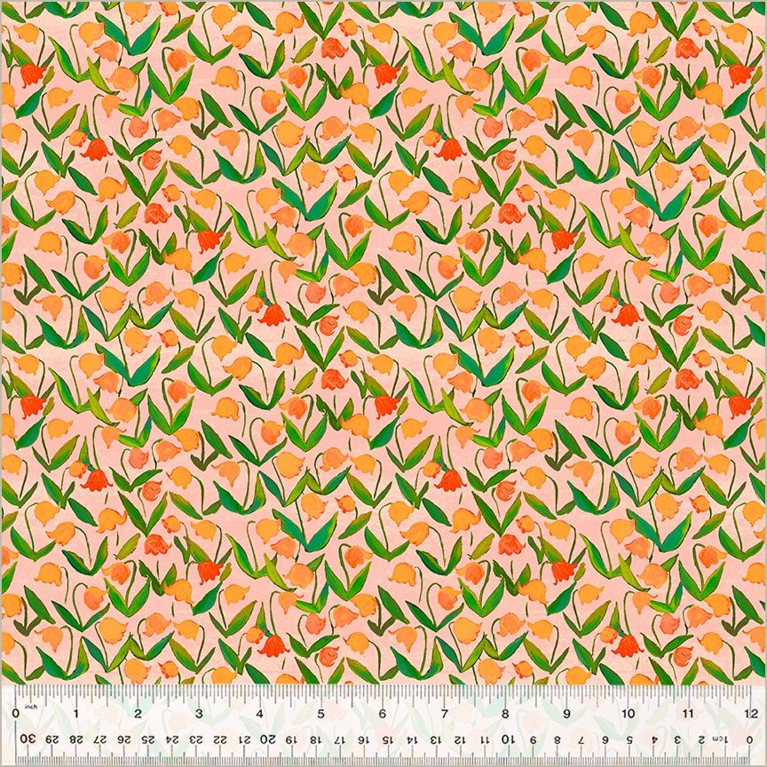 Heather Ross - By Hand - Flower Bed Salmon - 25cm