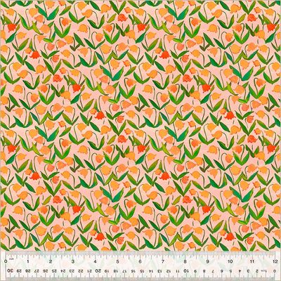 Heather Ross - By Hand - Flower Bed Salmon - 25cm