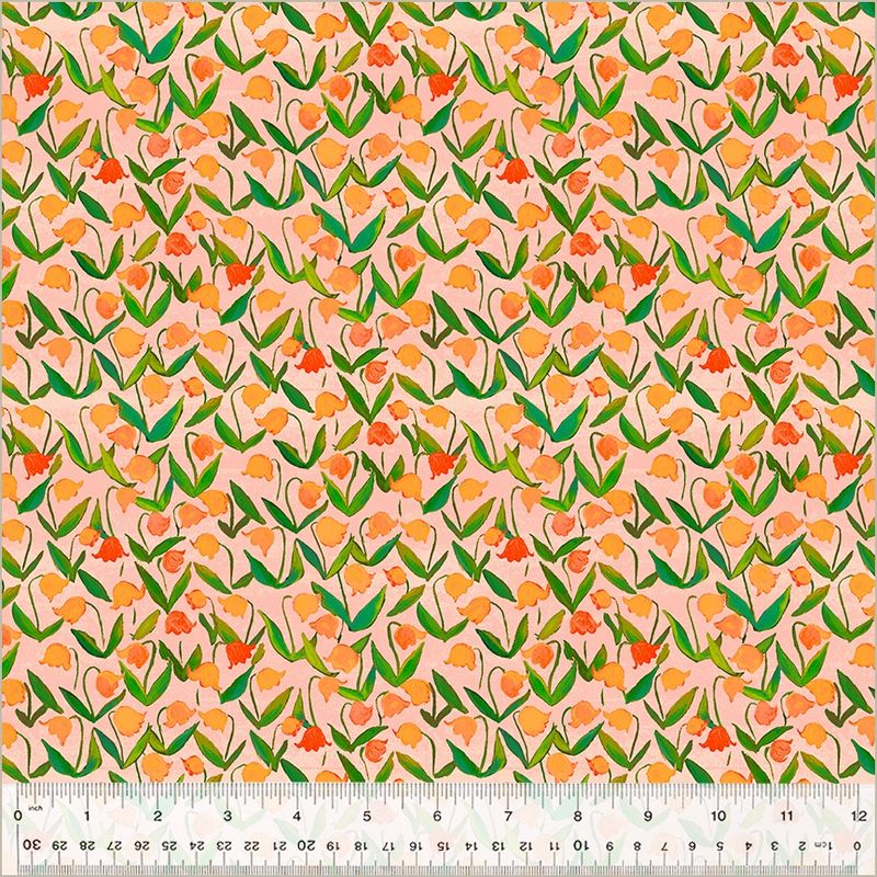 Heather Ross - By Hand - Flower Bed Salmon - 25cm