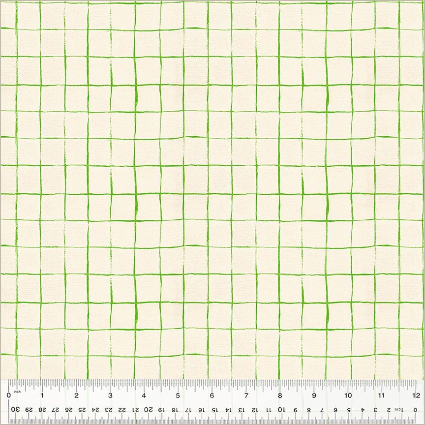 Heather Ross - By Hand - Drawn Plaid Green - 25cm