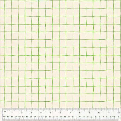 Heather Ross - By Hand - Drawn Plaid Green - 25cm