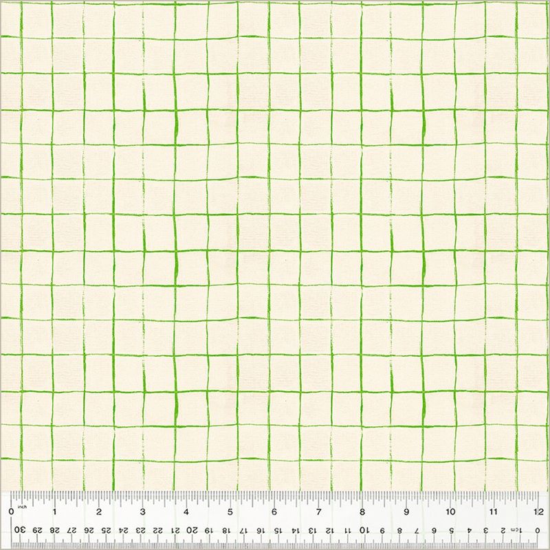 Heather Ross - By Hand - Drawn Plaid Green - 25cm