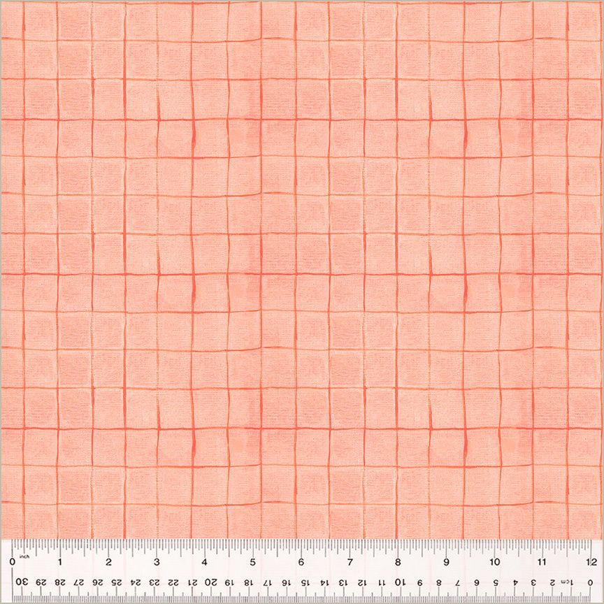 Heather Ross - By Hand - Drawn Plaid Salmon - 25cm