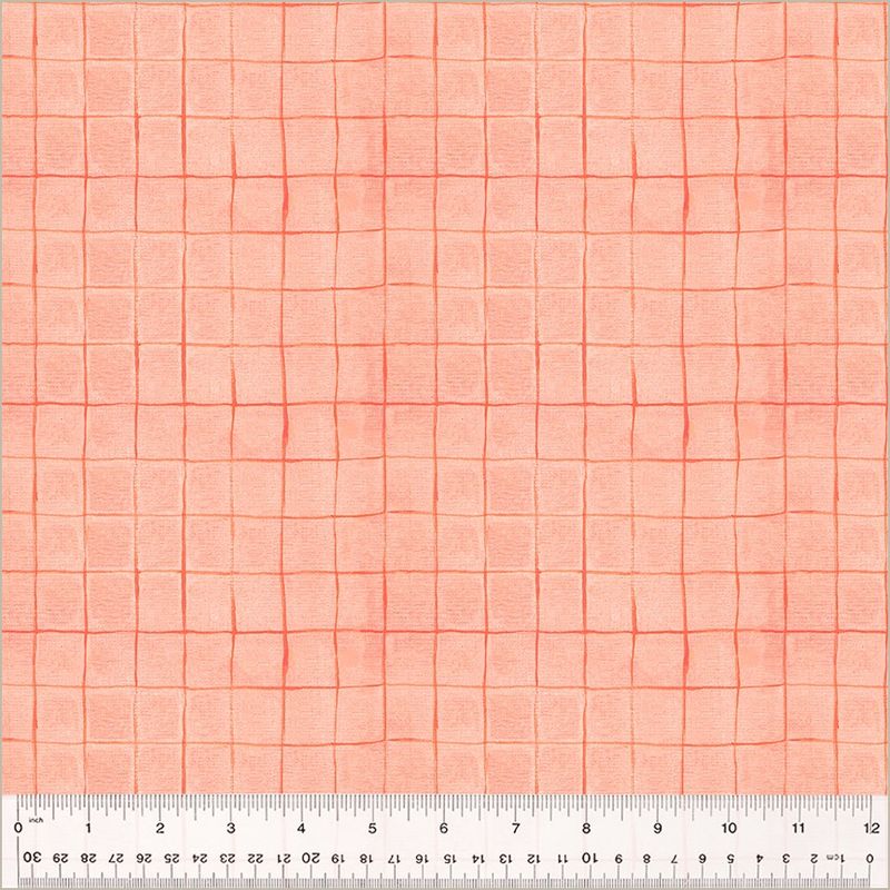 Heather Ross - By Hand - Drawn Plaid Salmon - 25cm