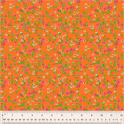 Heather Ross - By Hand - Mousy Floral Orange - 25cm