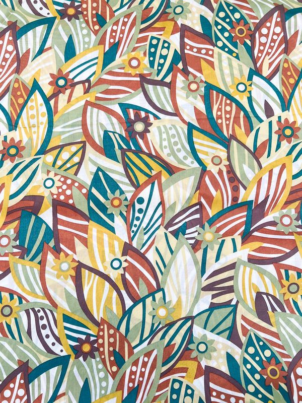 Liberty Tana Lawn - Leafy Green + Brown - 25cm