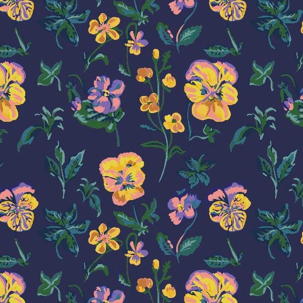 Mon Jardin - Pansies / Navy - 25cm