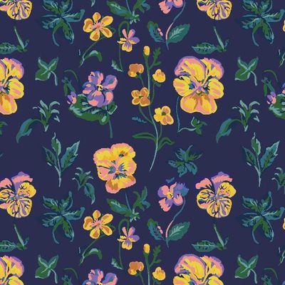 Mon Jardin - Pansies / Navy - 25cm