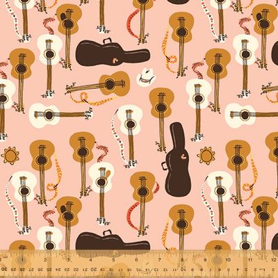 Heather Ross Far Far Away - Guitars / Pink - 25cm